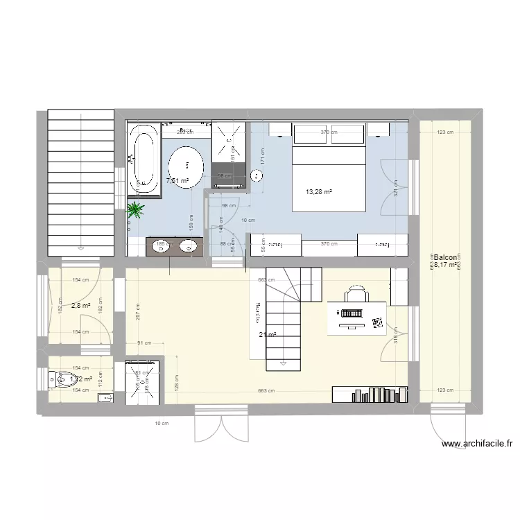 Chambre parentale 180727. Plan de 