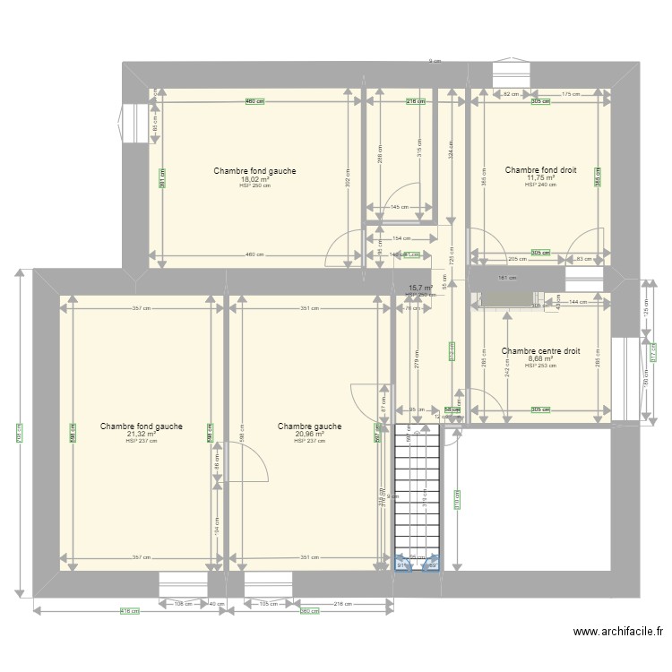 Maison R +1. Plan de 6 pièces et 96 m2