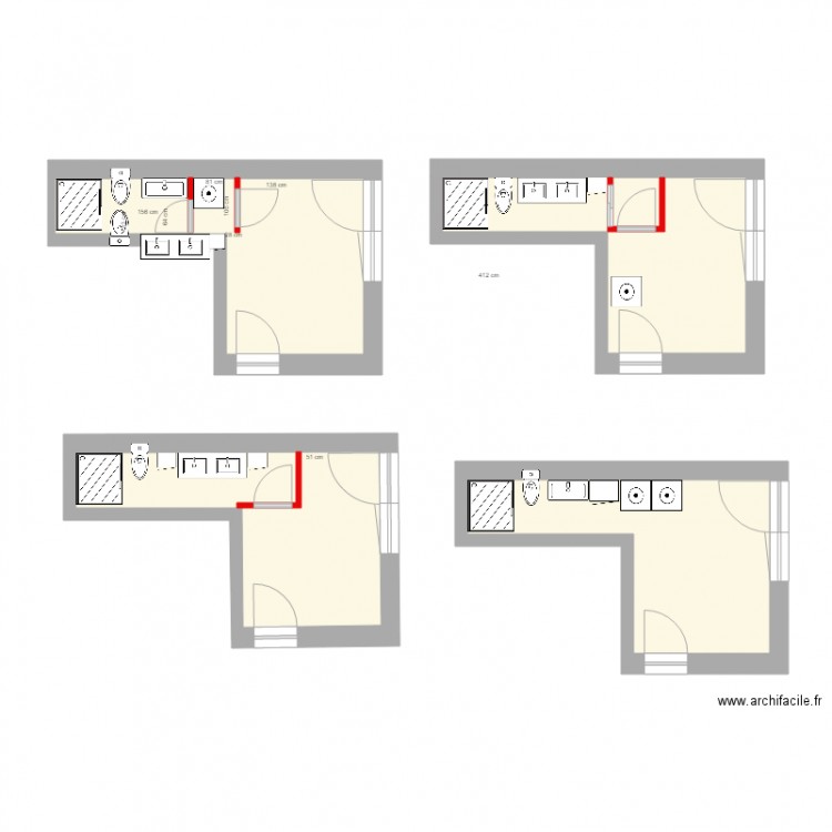 SDB Complémentaire. Plan de 4 pièces et 49 m2
