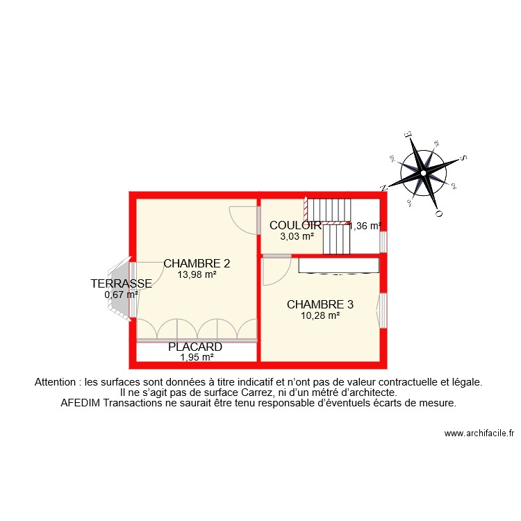 BI 7281 ETAGE 2. Plan de 7 pièces et 32 m2