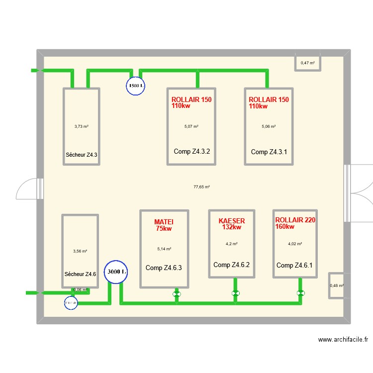 ZONE COMPRESSEUR ZONE4. Plan de 11 pièces et 137 m2