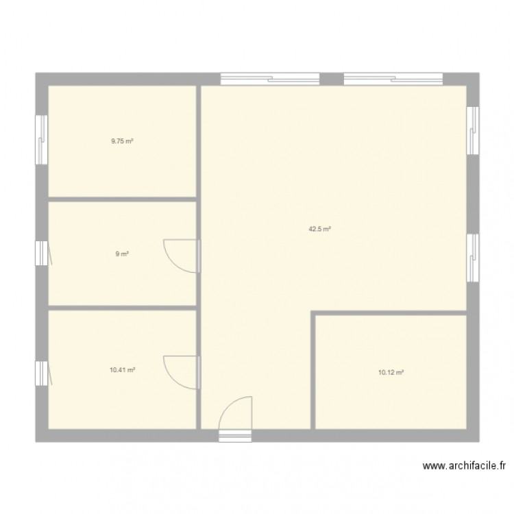 Maison Rectangle Pleins Pied. Plan de 0 pièce et 0 m2