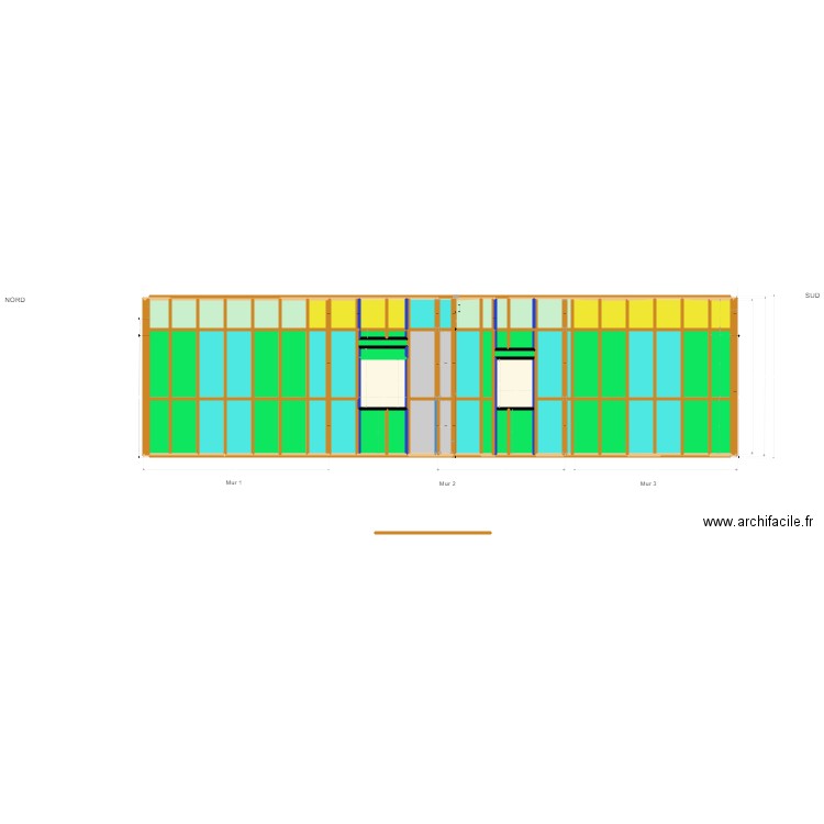 plan de l ossature mur ouest. Plan de 0 pièce et 0 m2