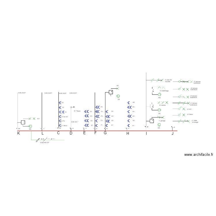 Schémas unifilaire ETAGE 300mA. Plan de 0 pièce et 0 m2