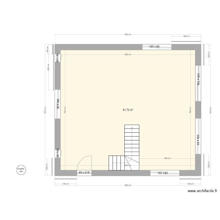 RDC MACONNERIE PAPA. Plan de 1 pièce et 62 m2