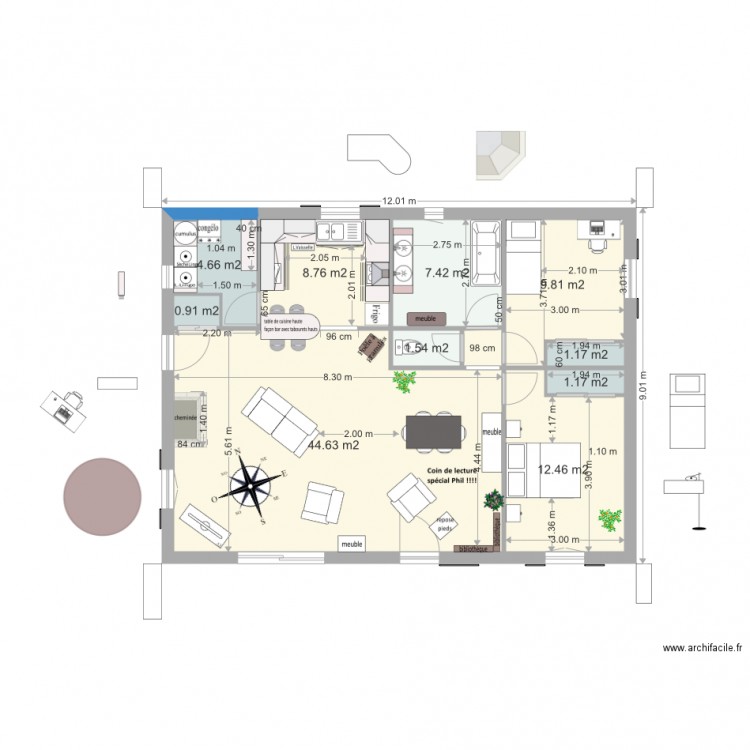 2015 01 22 Home MARJORIE PHIL 2 CH 12m x 9m soit 95 m2 intérieur. Plan de 0 pièce et 0 m2