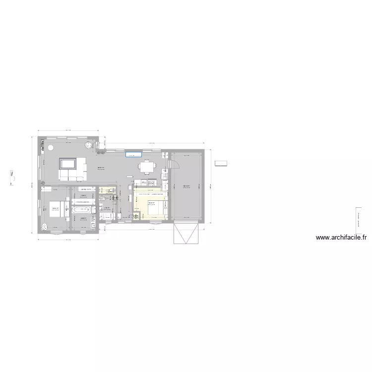 STRUCTURE  plain pied 55 m2 toilette gauche. Plan de 