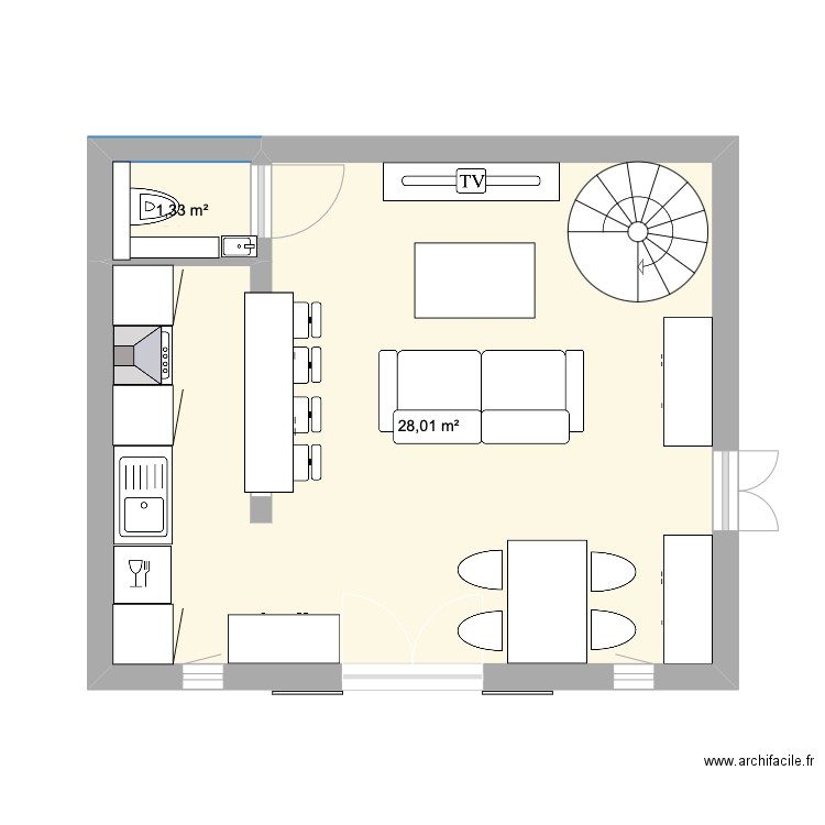 VIGNE 2. Plan de 2 pièces et 29 m2