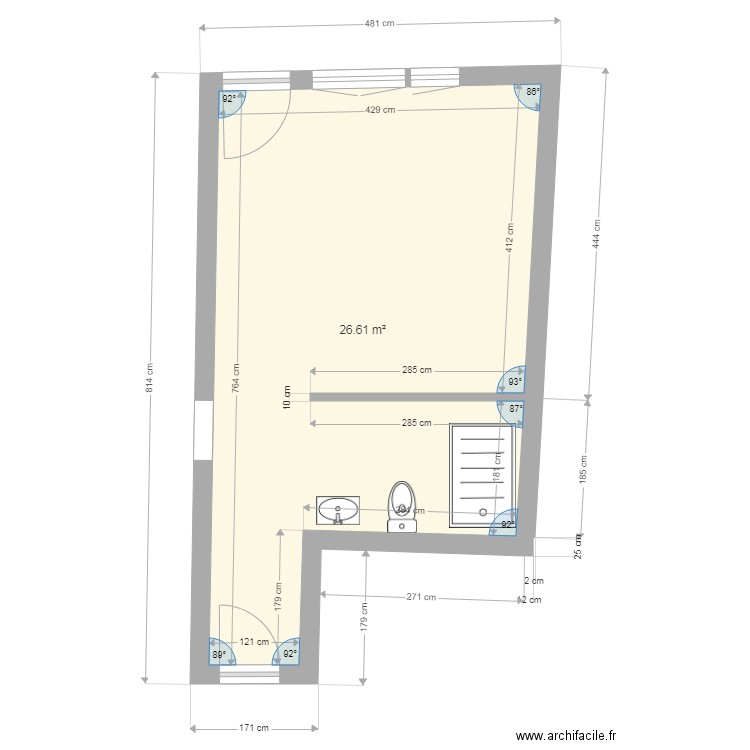 Cuisine  am nager  Plan 1 pi ce 27  m2  dessin  par Micgeo