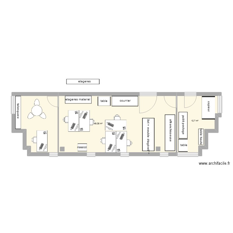 projet repro. Plan de 2 pièces et 60 m2