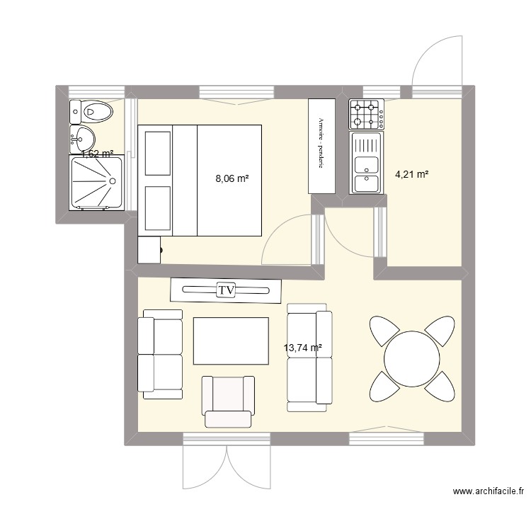 Chambre salon. Plan de 0 pièce et 0 m2