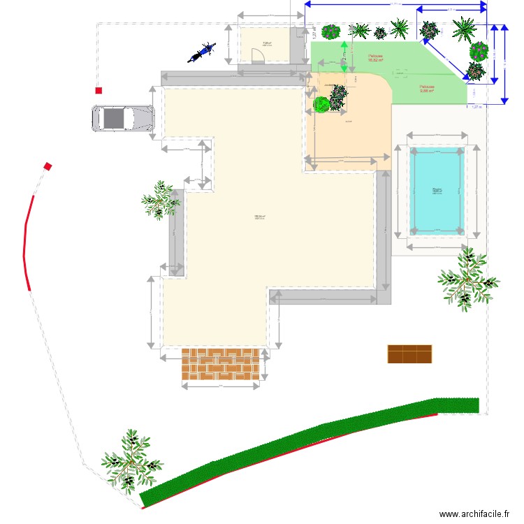 Plan terrain - Jardin. Plan de 4 pièces et 181 m2