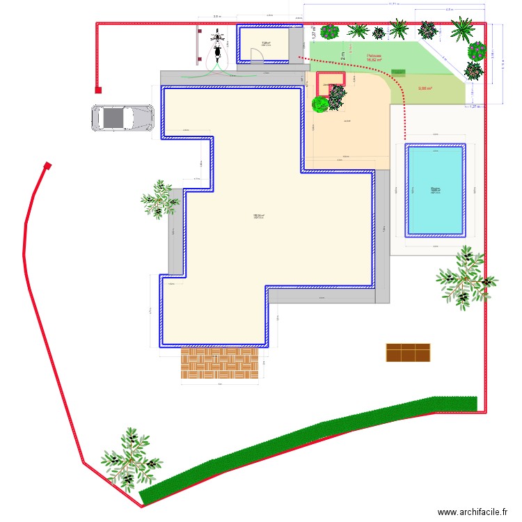 Plan terrain - Jardin. Plan de 4 pièces et 181 m2