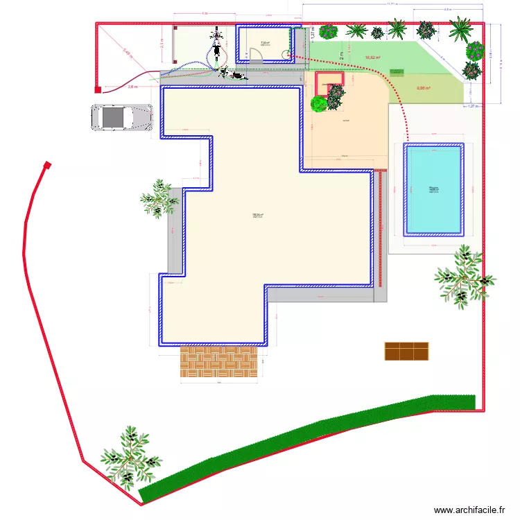 Plan terrain - Jardin. Plan de 4  et 181 m²