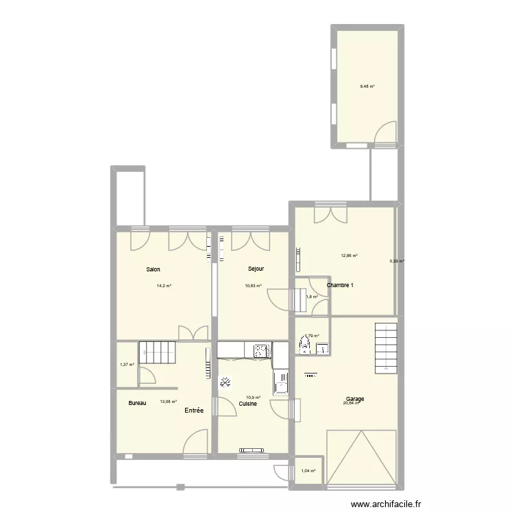 pazayac version1. Plan de 22  et 187 m²