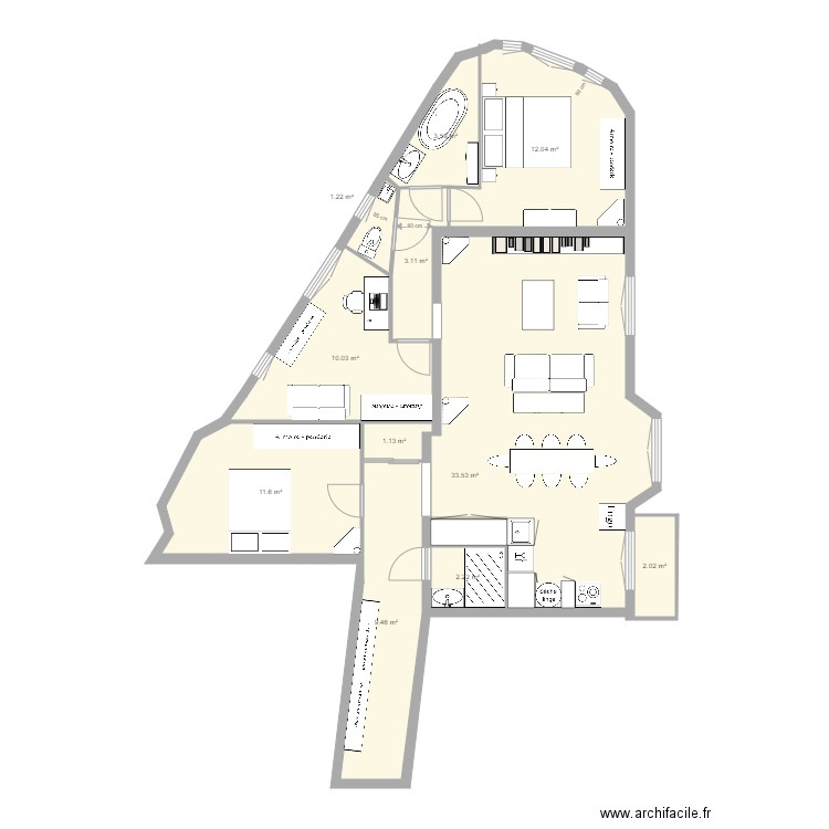 tolbiac 13eme avant après aménagé ter caro. Plan de 0 pièce et 0 m2