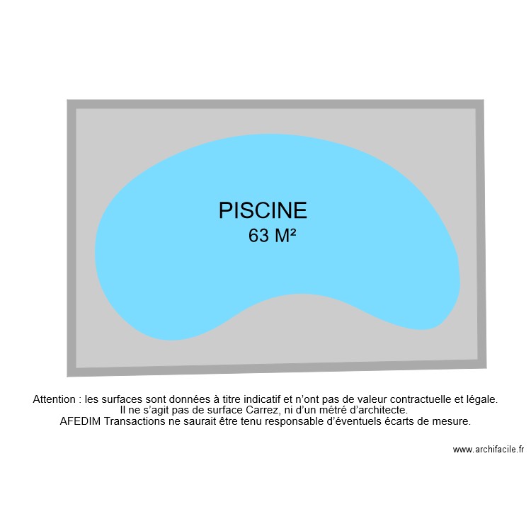 BI 7578 PISCINE. Plan de 1 pièce et 95 m2