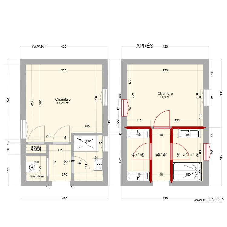 Annexe V3. Plan de 7 pièces et 40 m2