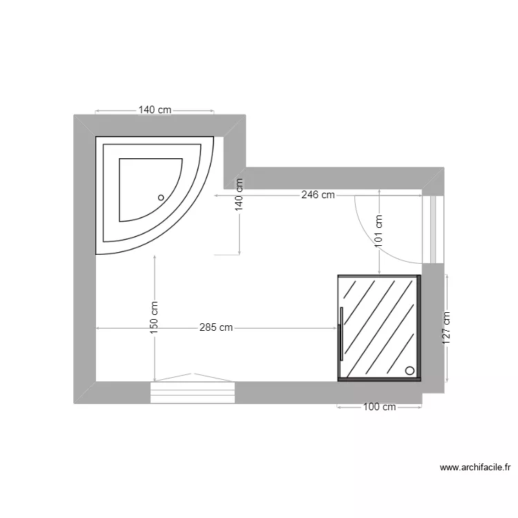 salle de bain. Plan de 