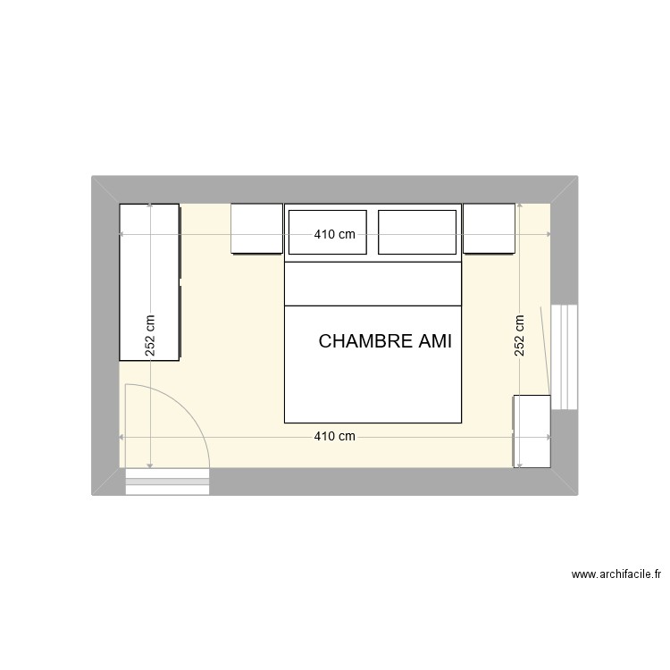 CHAMBRE AMI. Plan de 1 pièce et 10 m2