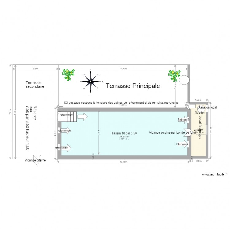 plan de la piscine au montat ok ok . Plan de 0 pièce et 0 m2