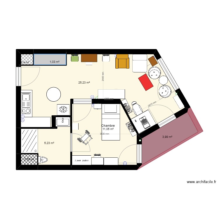 Appartement GIRANDIERE Meubles - OPTION 3. Plan de 0 pièce et 0 m2