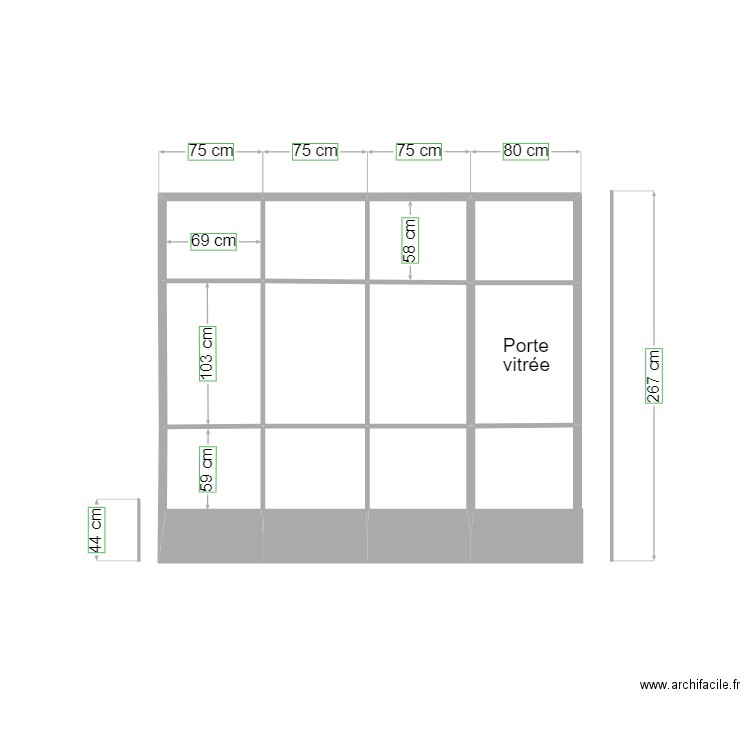 Baie vitrée cuisine Chomel. Plan de 11 pièces et 6 m2