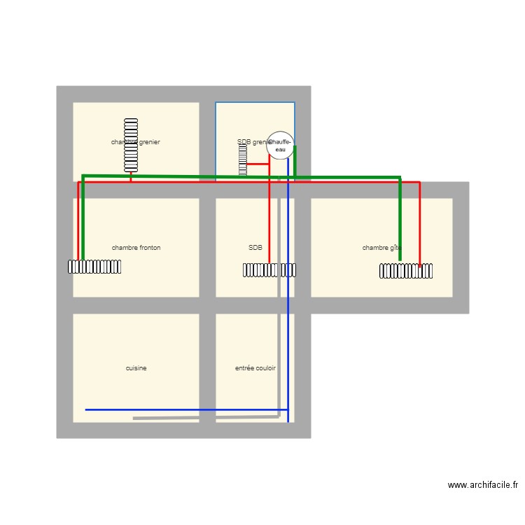 réseau chauffage. Plan de 0 pièce et 0 m2