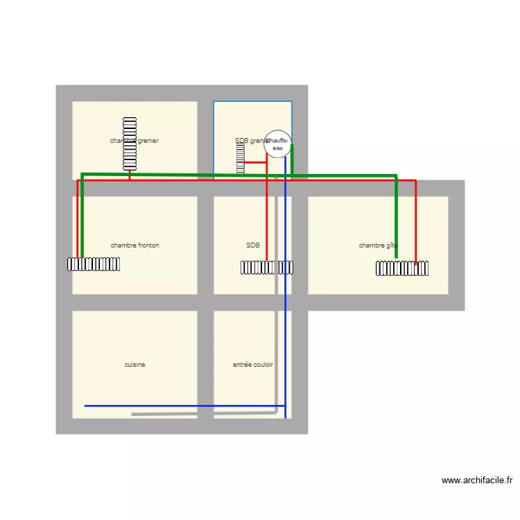 r&eacute;seau chauffage. Plan de 