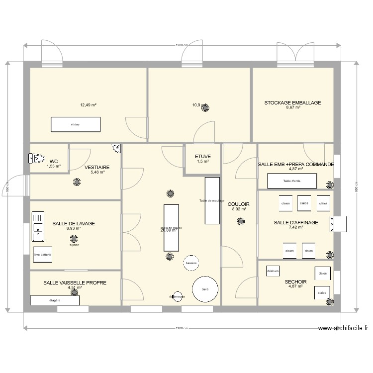 GAEC DE LA MOULIERE 4. Plan de 13 pièces et 100 m2