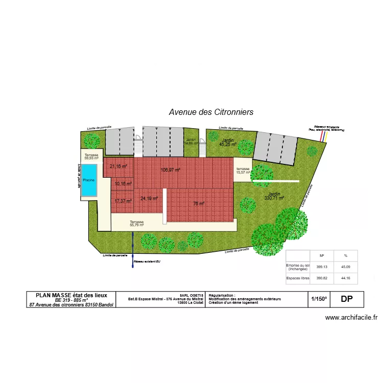 Plan masse Etat des lieux citronniers. Plan de Plan masse Etat des lieux citronniers. Plan de