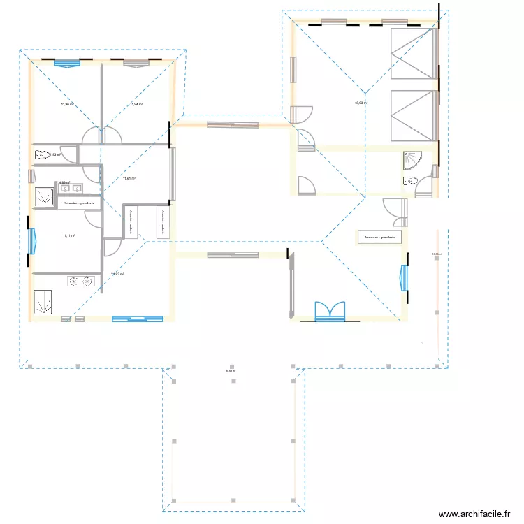 plan H + carbet. Plan de 8  et 123 m²