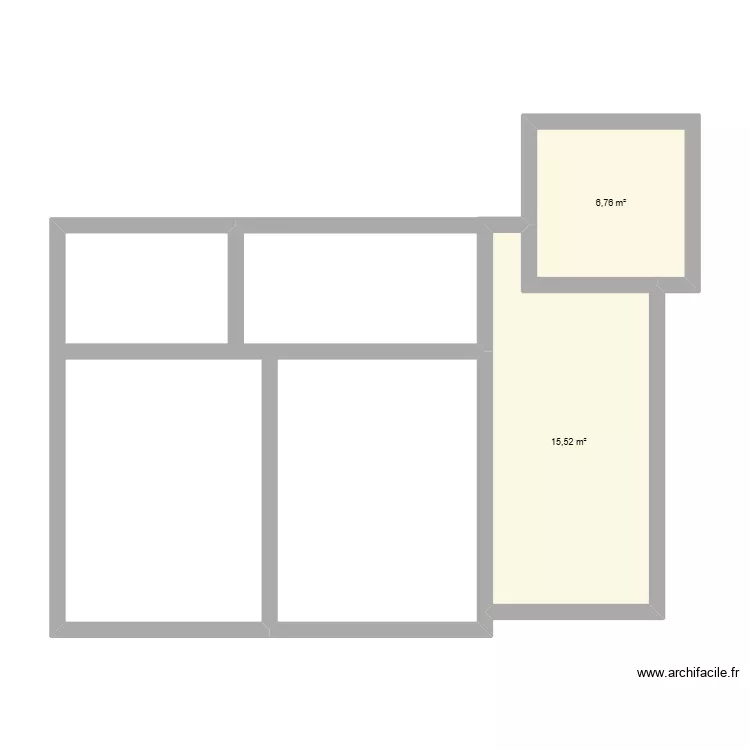 Plan avant extension. Plan de 2 pièces et 22 m²