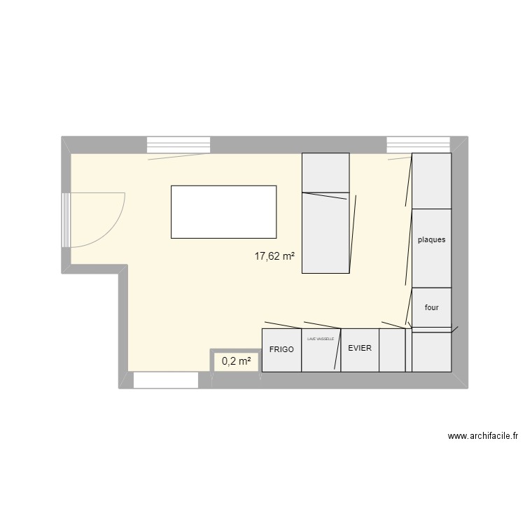 CUISINE BRSL. Plan de 2 pièces et 18 m2