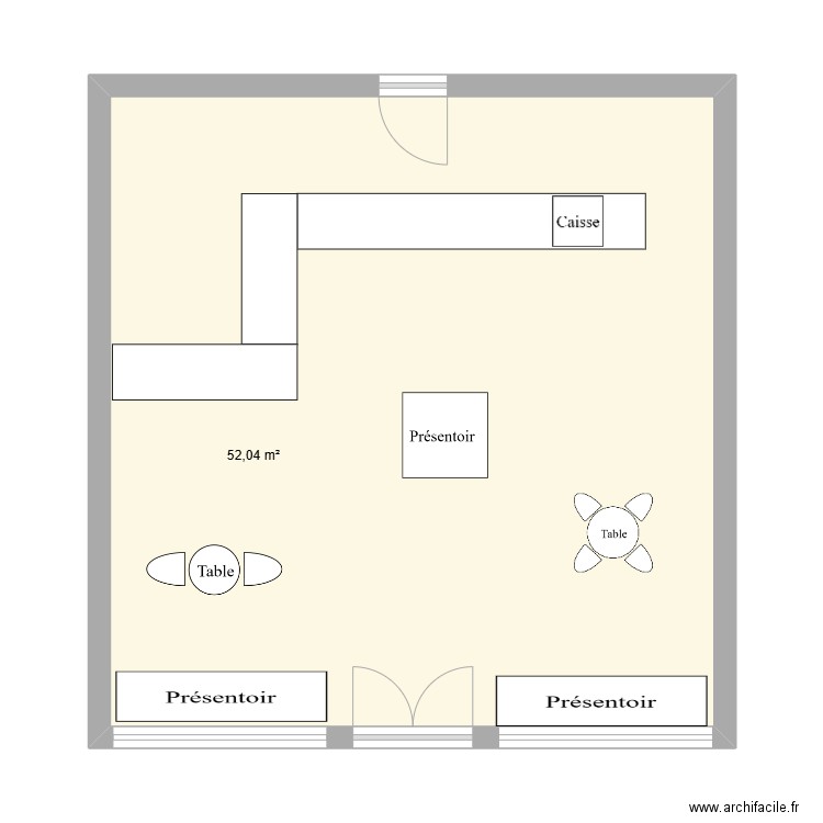 Local. Plan de 1 pièce et 52 m2