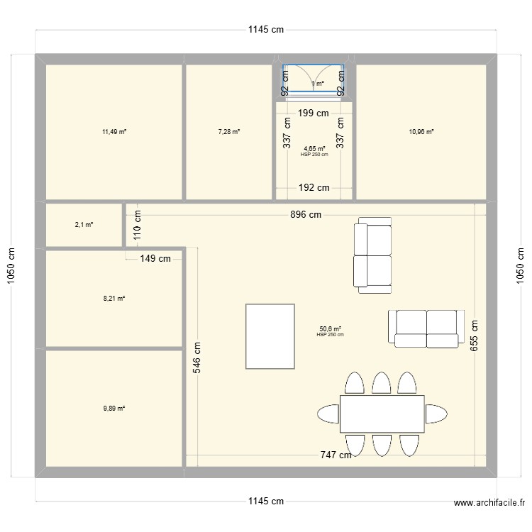 VALOGNES . Plan de 9 pièces et 106 m2
