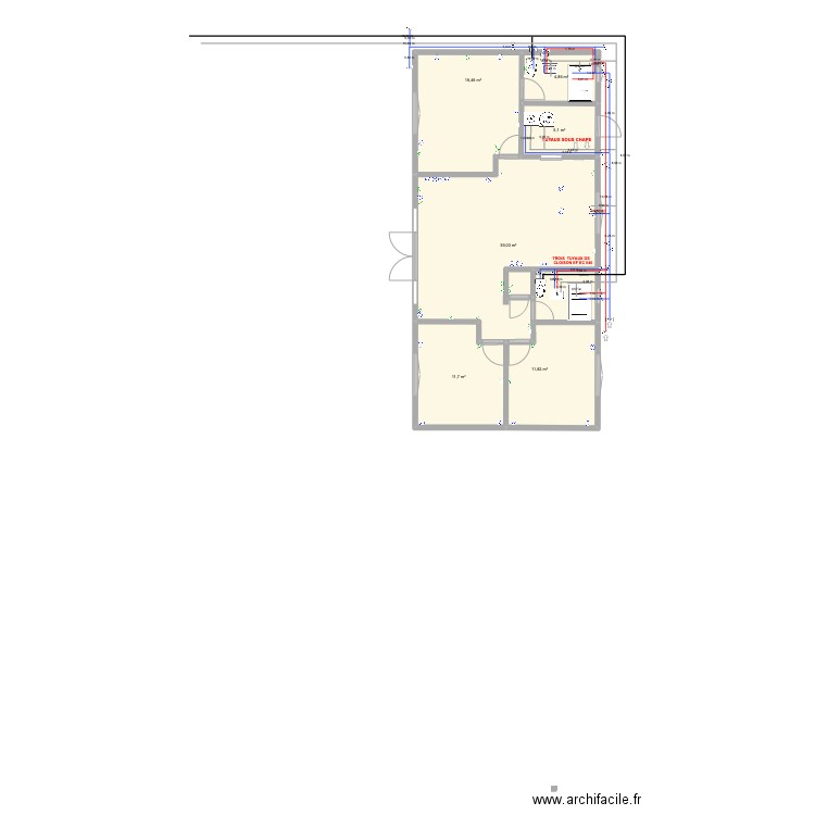 FENETTEAU 3 CH  PLOMBERIE. Plan de 0 pièce et 0 m2