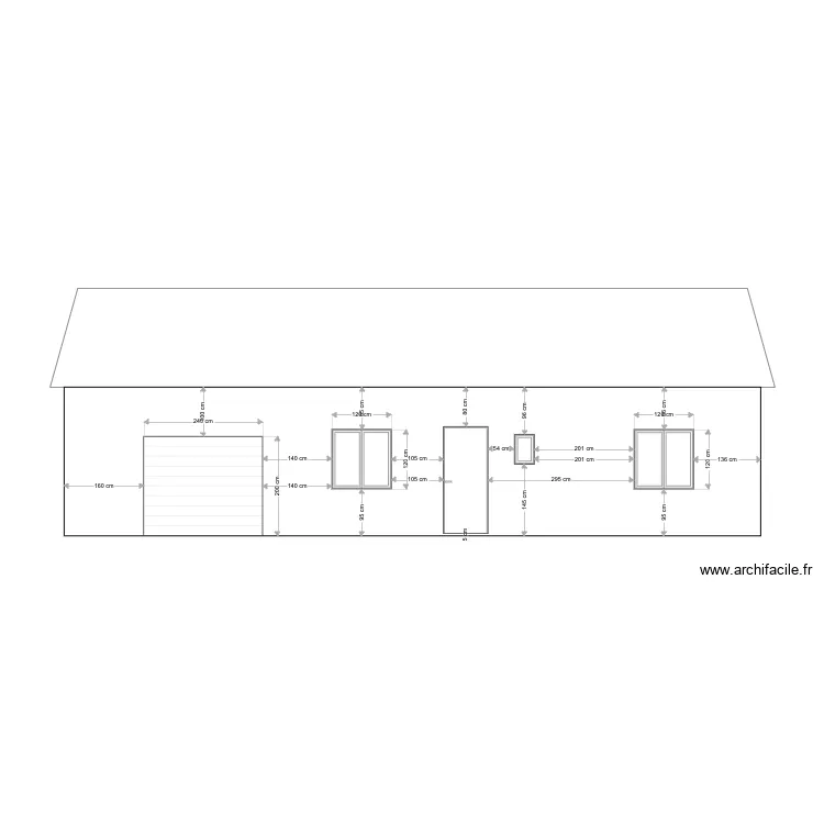 facade maison existante. Plan de 
