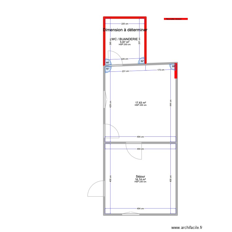 paulette RDC. Plan de 3 pièces et 40 m2