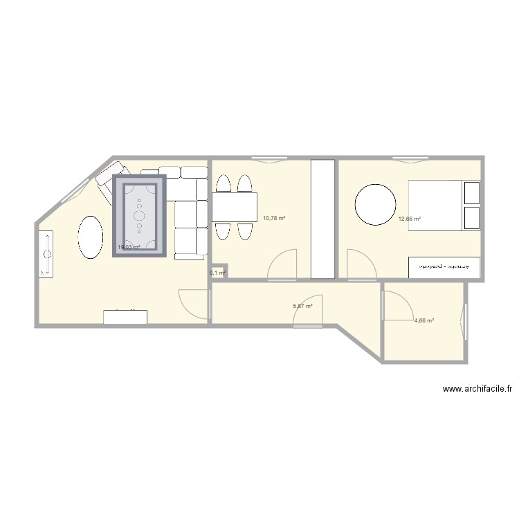 plan appart jean. Plan de 6 pièces et 53 m2