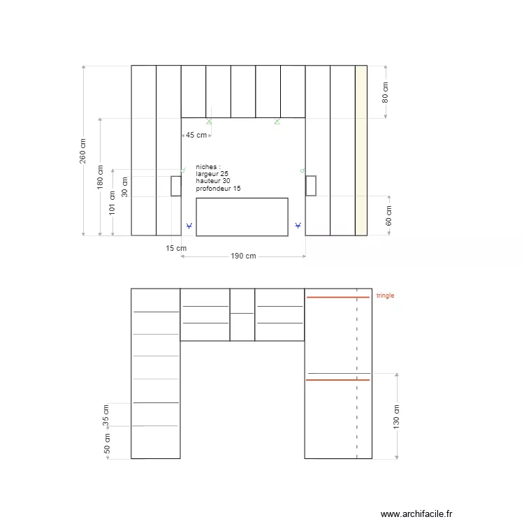 chambre 2 placard. Plan de 