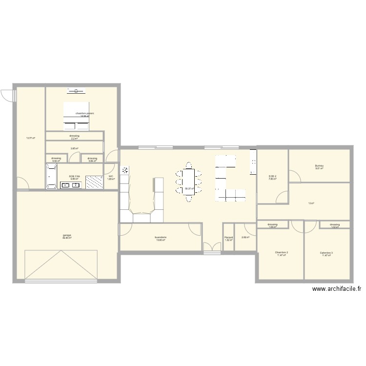 Maison idéal 2024 - Plan 20 pièces 210 m2 dessiné par bastien2202