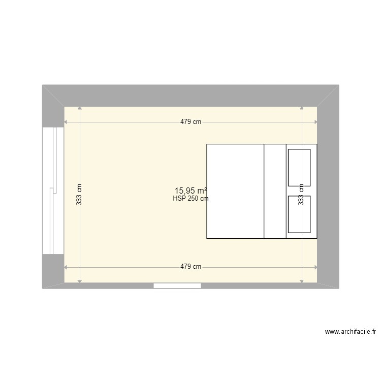 Chambre. Plan de 1 pièce et 16 m2