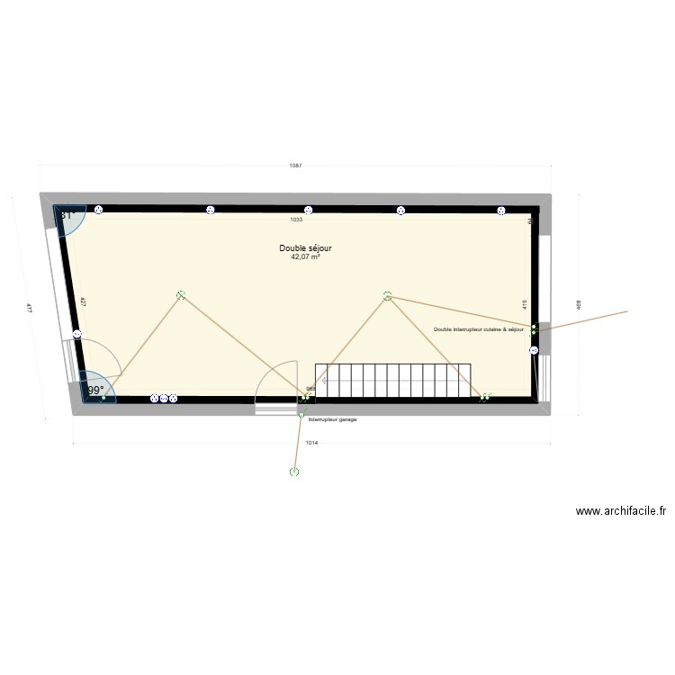 Séjour . Plan de 1 pièce et 42 m2