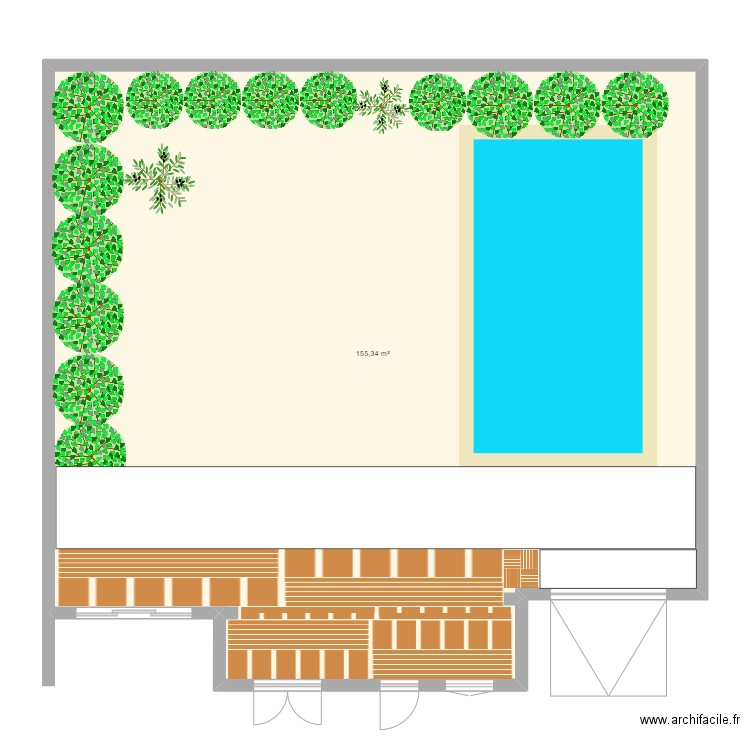 Terrasse. Plan de 1 pièce et 155 m2