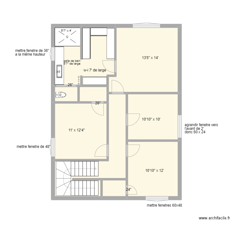 agrandissement. Plan de 9 pièces et 87 m2