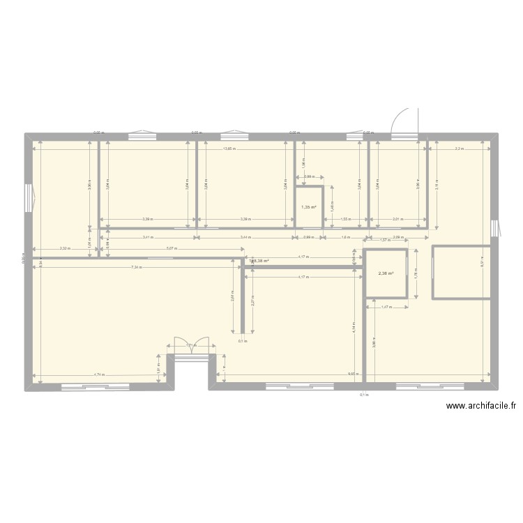 1 Bellocq. Plan de 3 pièces et 132 m2