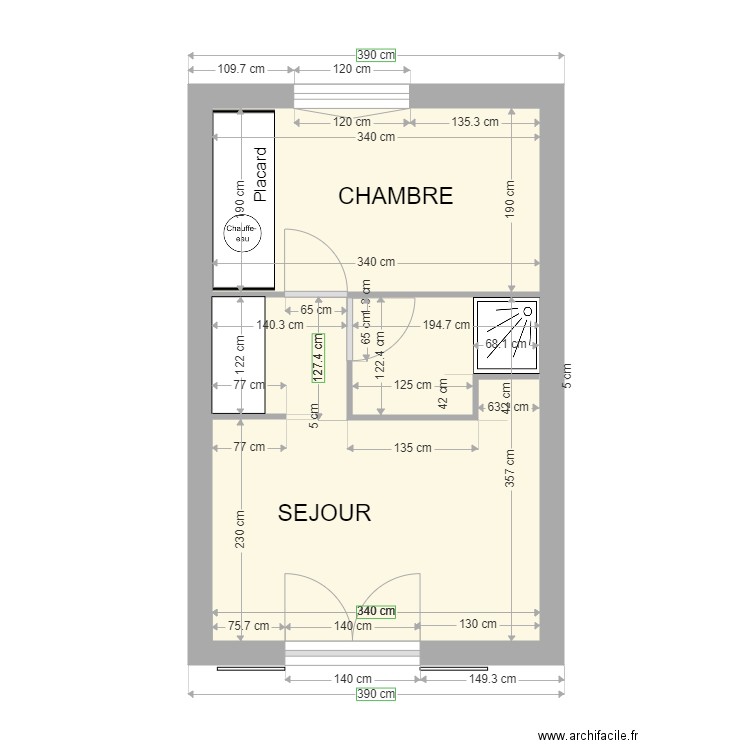 Lauriers Roses. Plan de 2 pièces et 18 m2