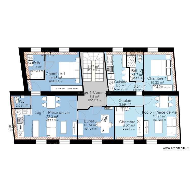 DIETLIN Cyril. Plan de 157 pièces et 1213 m2