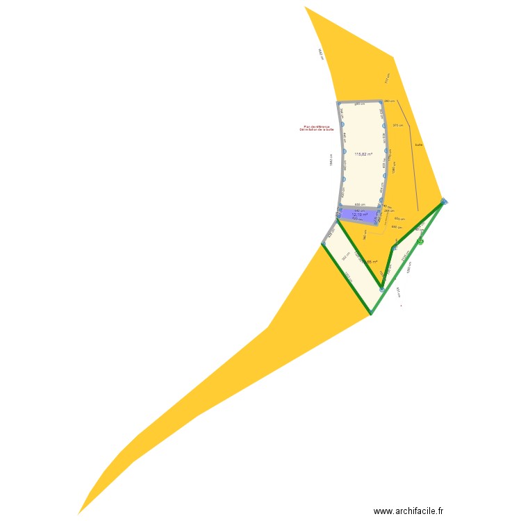 2023 08 26 Plan de travail délimitation de la bute sur le cadastre St Prix. Plan de 3 pièces et 202 m2